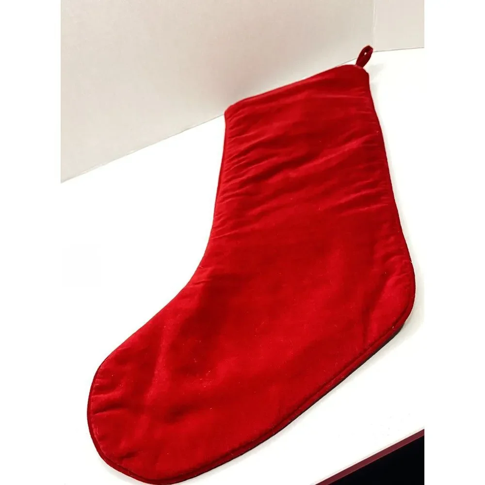 Vtg Stocking Santa Reindeer Needlework Pattern Velvety Back Christmas H9‎